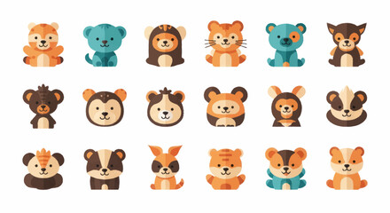 Fototapeta premium Cute cartoon animal toy collection.