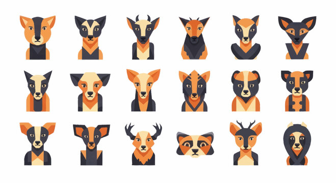 Collection of various animal heads.