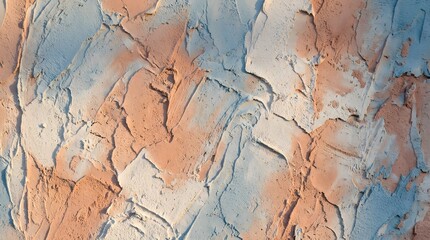 Fototapeta premium Abstract plaster surface displaying intricate textured patterns in shades of light blue and soft peach for a modern artistic design