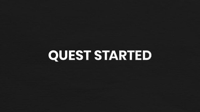 Quest Started Vintage Text Animation 4K Adventure Background for Game Missions and Interactive User Engagement