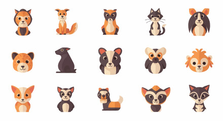 Collection of cute cartoon animal faces. © Joko