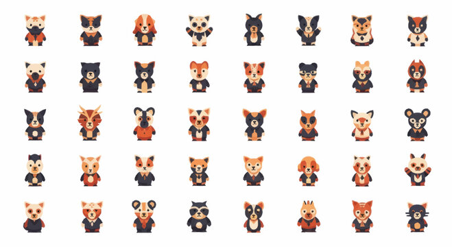 Collection of cat faces emoticons.