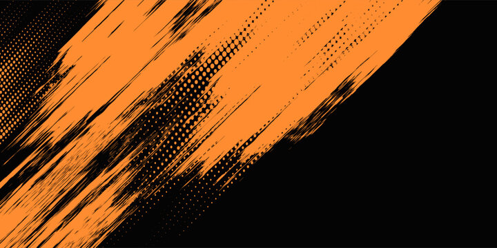 orange black brush Car sticker wrap pattern banner. abstract sporty lines black orange dot.
