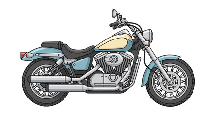 Fototapeta premium A turquoise and beige motorcycle.