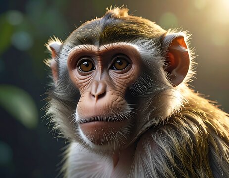 Curious monkey face closeup