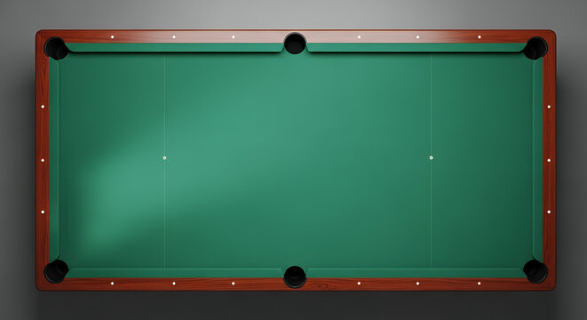 Green billiard table with a wooden frame in a minimalist design