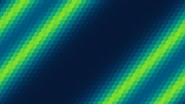 background design with dark blue and green gradient hexagon pattern surface.  gradient 4 diagonal neon lines on the top right corner and bottom left corner of the background