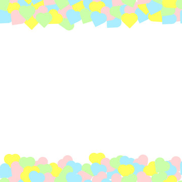 Colorful heart frame border on transparent background, romantic decorative love design. heart seamless pattern border