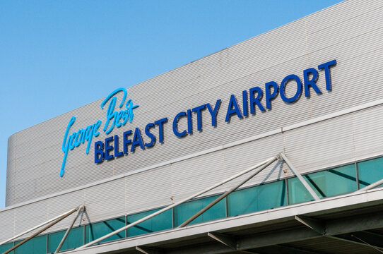 Outside of the Belfast City Airport.