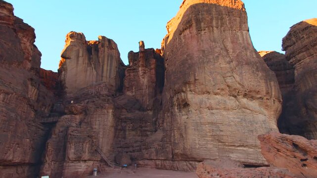 Desert landscape. Panorama of the beautiful and colorful desert of Timna National Park in southern Israel. Travel and adventure.