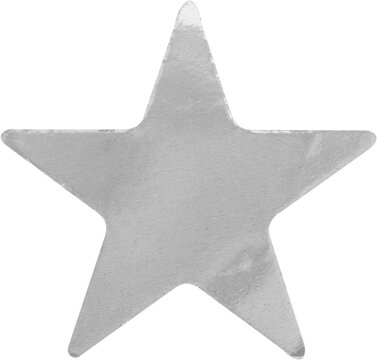 Silver star shape paper sticker label isolated on white background