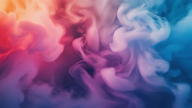 Abstract image of swirling colorful smoke in shades of pink, purple, blue, and orange