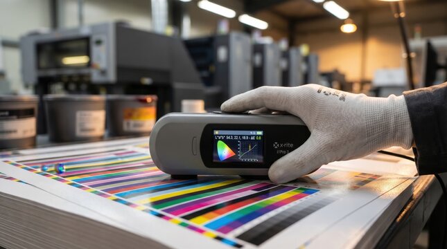 Professional Checking Print Quality with Spectrophotometer on Color Chart