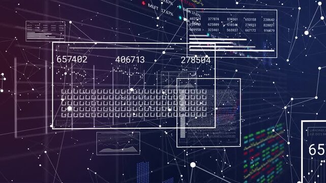 Responding to data feed, keyboard UI updating numbers on wireframe-panels, moving nodes in 3D space