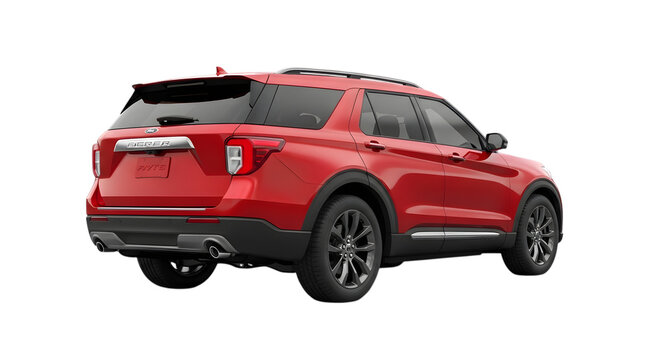 Red ford explorer rear view isolated on transparent background automotive illustration