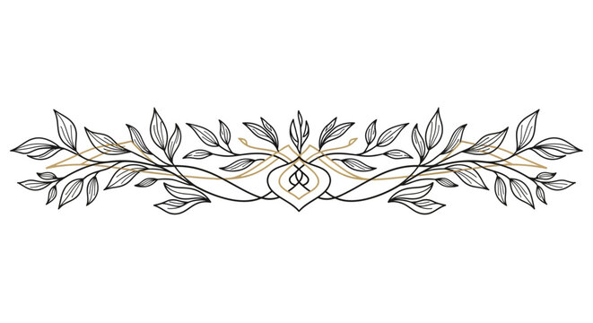 Intricate leafy vine design with ribbon isolated on transparent background