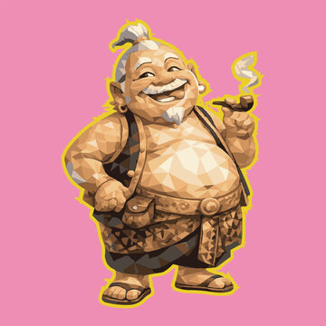 semar with low poly art, eps 10 illustration