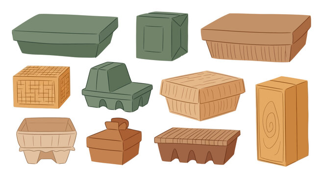 Variety of wooden and plastic pallets and boxes