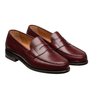 Burgundy leather loafers isolated on transparent background stylish footwear presentation