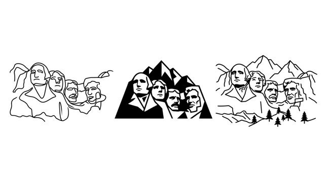Mt. Rushmore Presidents Vector Graphics Set
