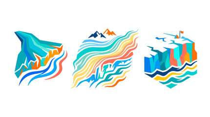 Fototapeta premium Abstract Mountains and Waterscapes in Vector Style
