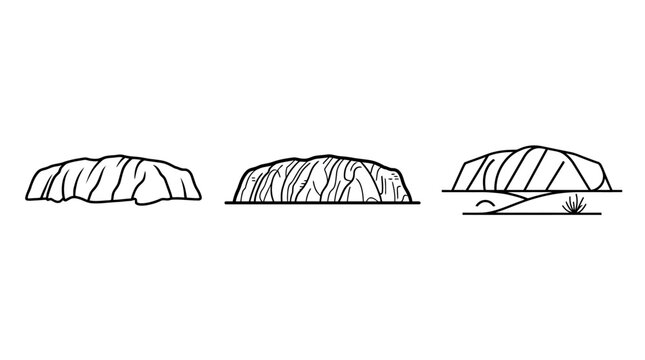 Minimalist Outlines of Uluru Rock Formations