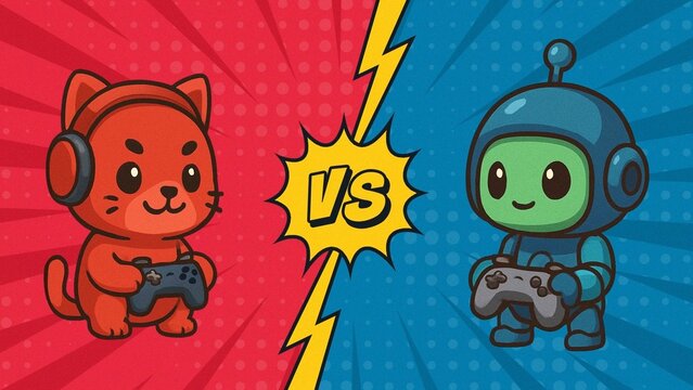 Versus Cartoon Fight VS Battle Blue Red Intro Opener