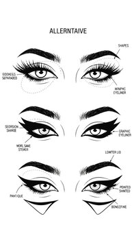 Diverse Eyeliner Styles Illustrated for Makeup Artists and Beauty Enthusiasts