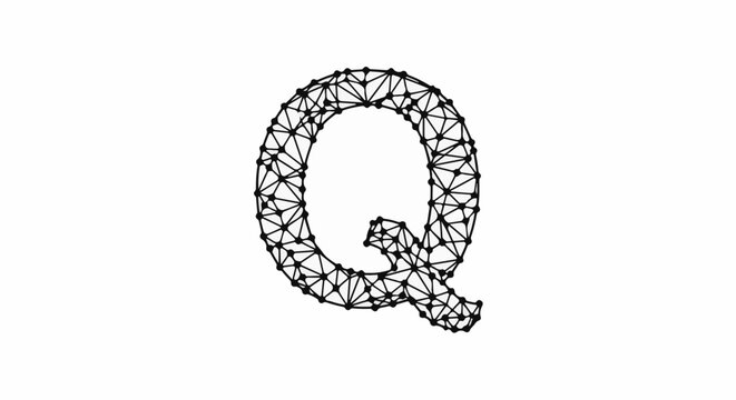 Geometric letter "Q" formed by connected dots and lines