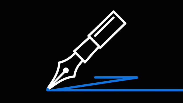 Minimal fountain pen with electric stroke mark - for artistic expression illustration