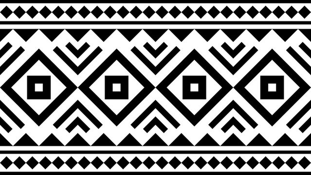 Seamless black traditional tribal geometric pattern
