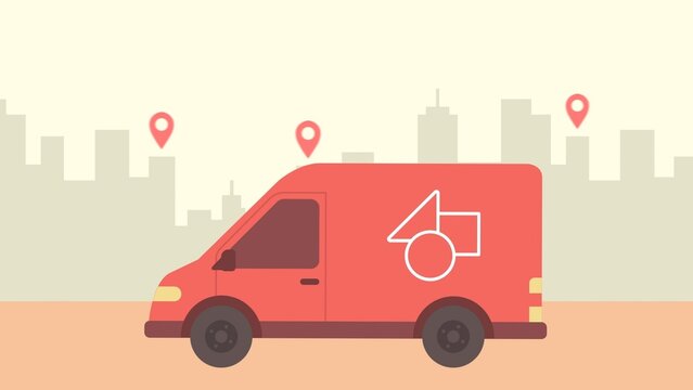 Van Delivery Service Package Order Business Track Trace Logo Animation