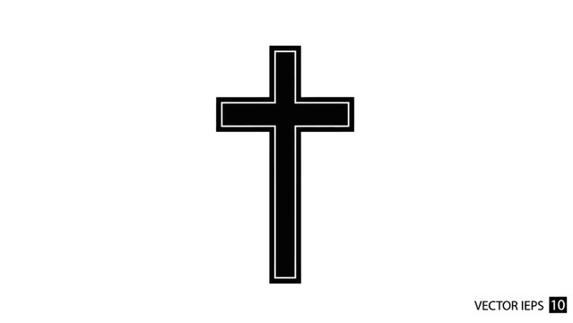 Black Cross Symbol Christian Religion Icon.