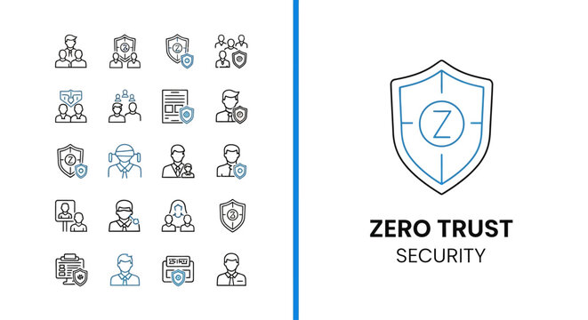 Zero Trust Security Icons Collection for Digital Protection
