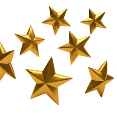 Obraz premium Golden Stars with Metallic Finish on Transparent Background