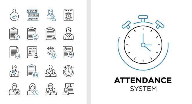 Attendance system clock icon graphic.