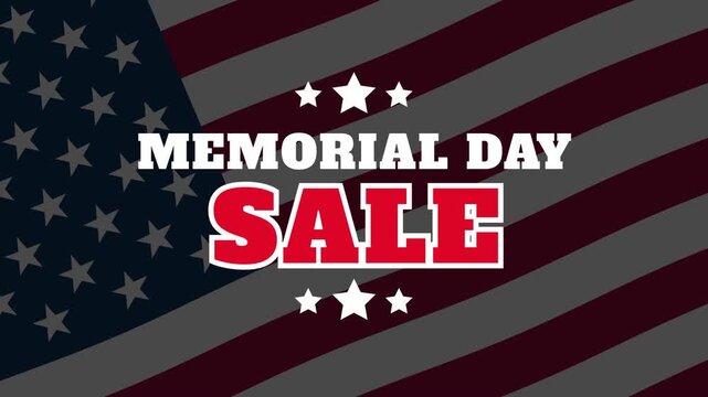 Memorial Day Sale Banner With American Flag Background and Patriotic Stars Promotional Design
