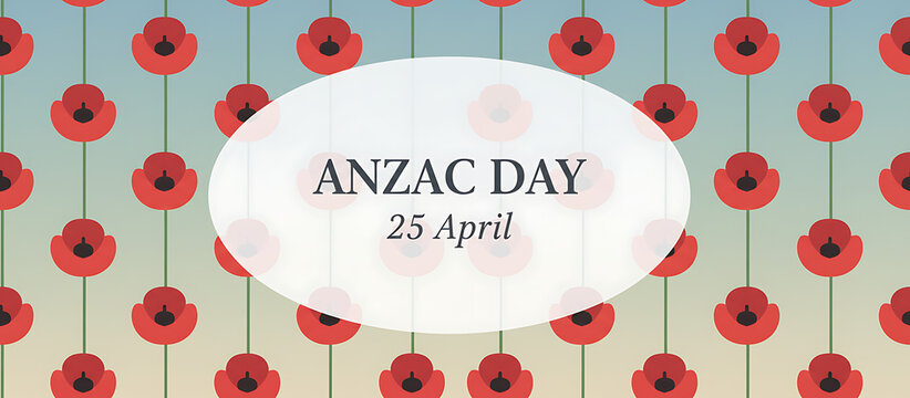 ANZAC Day poppy floral background.