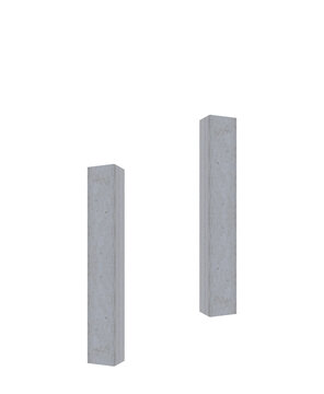 Bright concrete beams - low size, vertical. On isolated transparent background.