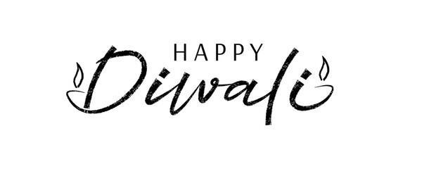 Happy Diwali. Trendy brush stroke quote text. Marker drawn calligraphy. Modern holidays phrase great for greeting card and invitation, flyers, posters, banners © Logvin art