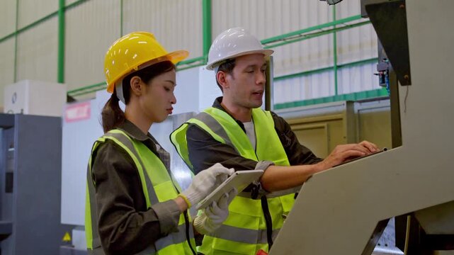 Industrial training session factory floor instructional content collaborative environment professional viewpoint safety practices