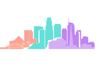 Fototapeta premium Minimalist Los Angeles Skyline Silhouette in Gradient Color Modern Flat Style