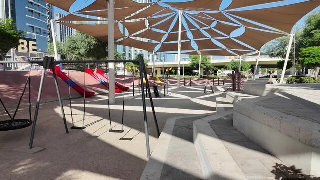 Empty playground in Al Reem island in Abu Dhabi, UAE