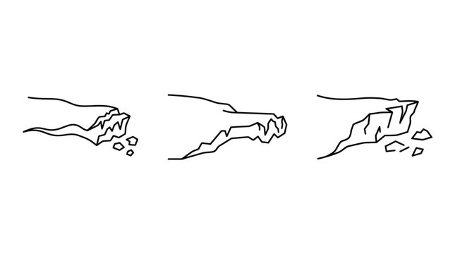 Minimalist Outline of Cliff Edges with Rocks