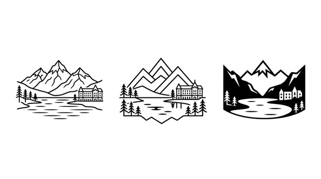 Minimalist Mountain Landscape Designs in Black and White