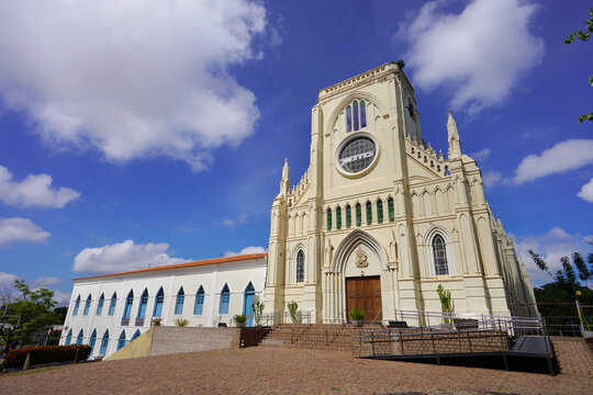Facade of Nossa Senhora do Bom Despacho church in Cuiaba, Mato Grosso, Brazil