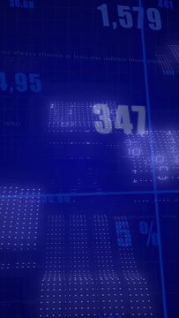Finance dashboard unfolding on blue grid, pulsing charts, crosshair aligning metrics for creators