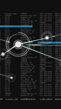 Cyan beams sparking hub pulsing, linking nodes, while cyan bars scanning text columns for security
