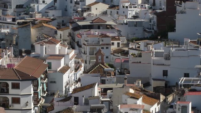 White houses and small church in a coastal town of Torrox