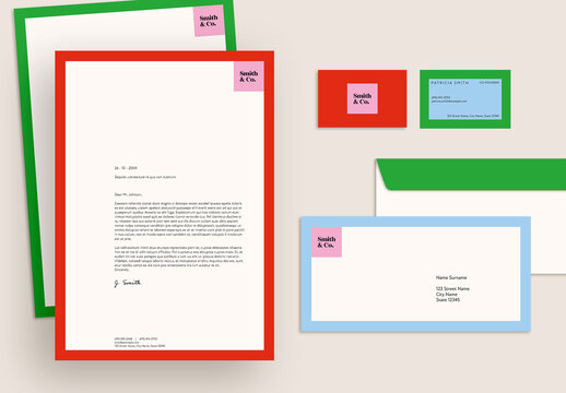 Colorful Minimal Stationery Set Layout